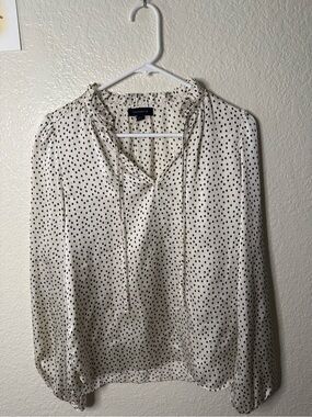 Tamara H Ivory Polka Dot Tie-Neck Blouse